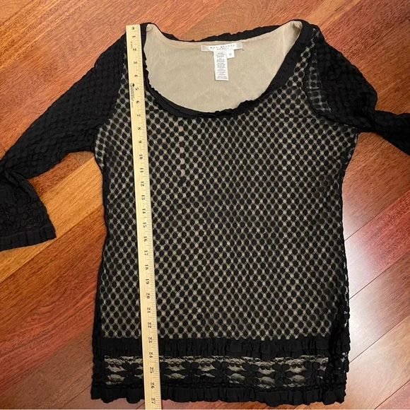 Max Studio Beige and Black Lace Top - Picture 6 of 7